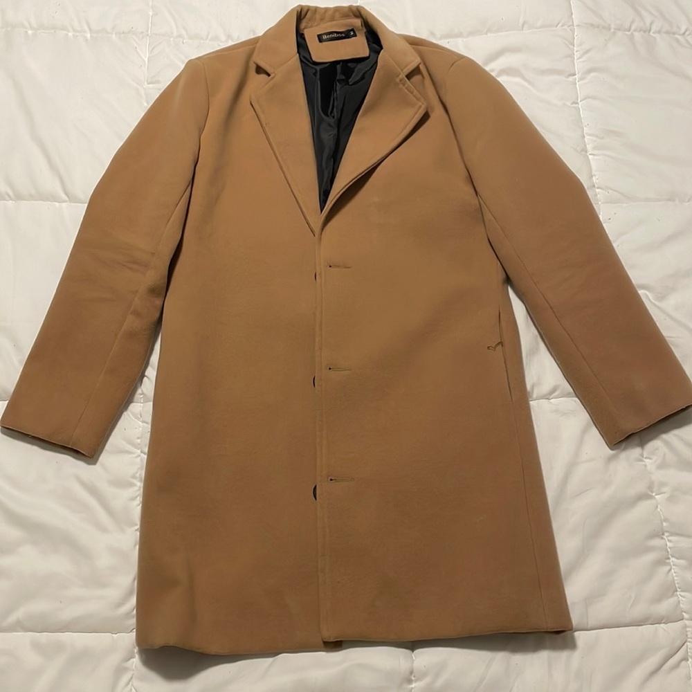Benibos, Tan pea coat, medium.